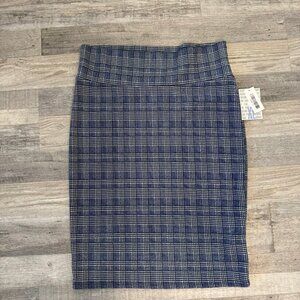 Lularoe blue plaid NWT Cassie pencil skirt stretch size XL D30
